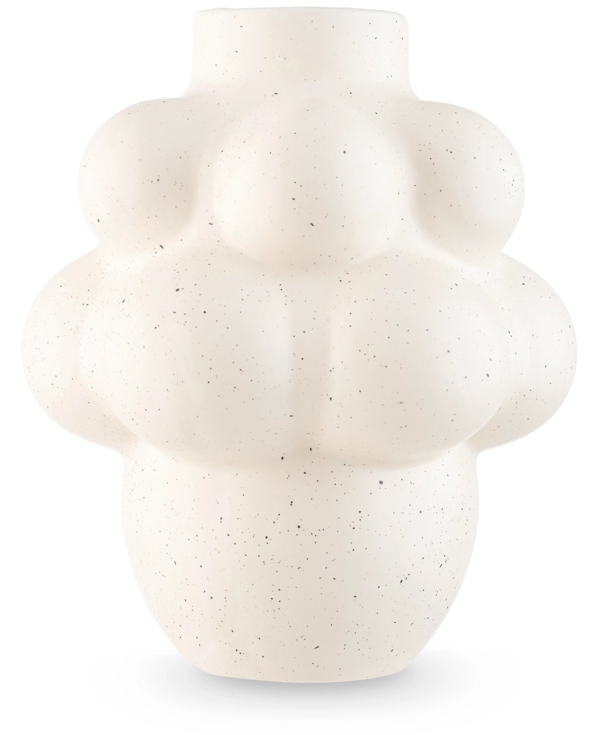 Die Vase Stemlight 21 cm beige ist eine Keramikvase mit mattem Finish und einer einzigartigen runden Form in Beige, perfekt für ein minimalistisches Interieur.