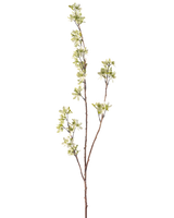 Die künstlichen Blumen 102 cm grün haben einen einzelnen hohen Stiel mit mehreren dünnen Trieben, geschmückt mit kleinen weißen und hellgrünen Blütensträußen vor einem schlichten weißen Hintergrund.