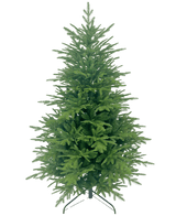 Der künstliche Weihnachtsbaum „Åsmund“ PE/PVC ist ein voller, grüner künstlicher Weihnachtsbaum mit dichten Ästen, der aufrecht auf einem Metallständer vor einem schlichten weißen Hintergrund steht.