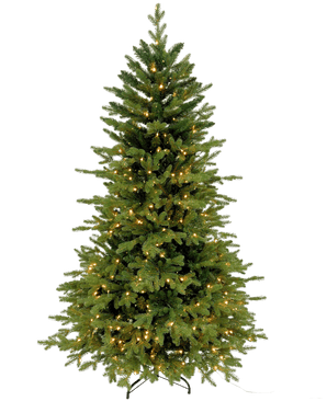 Der künstliche Weihnachtsbaum „Ibsen“ PE/PVC – Smart LED steht auf einem schwarzen Metallsockel vor weißem Hintergrund, seine sattgrünen Zweige sind mit kleinen warmweißen Lichtern gefüllt und ohne zusätzliche Weihnachtsdekoration oder Ornamente.