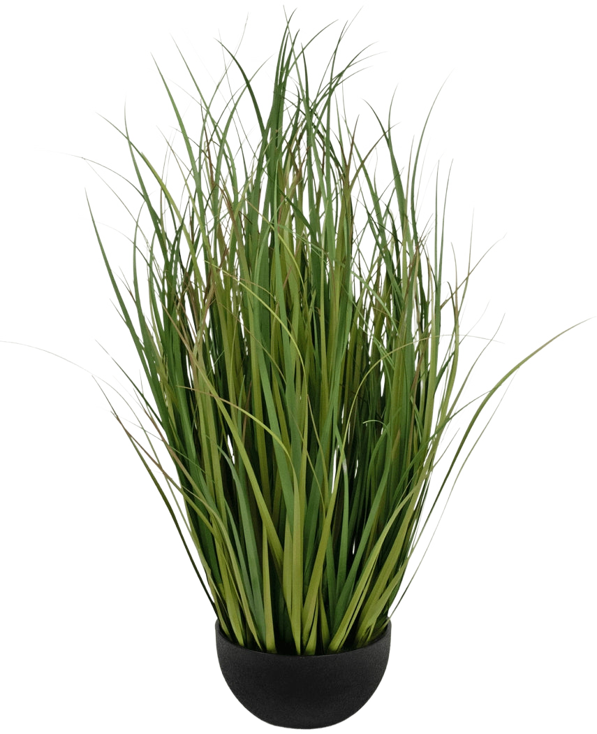 Kunstrasen Dogtail-Zwiebelgras Bran 80 cm, feuerhemmend, im kleinen schwarzen Topf.