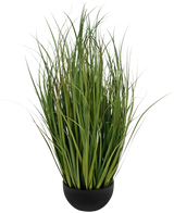 Kunstrasen Dogtail-Zwiebelgras Bran 80 cm, feuerhemmend, im kleinen schwarzen Topf.